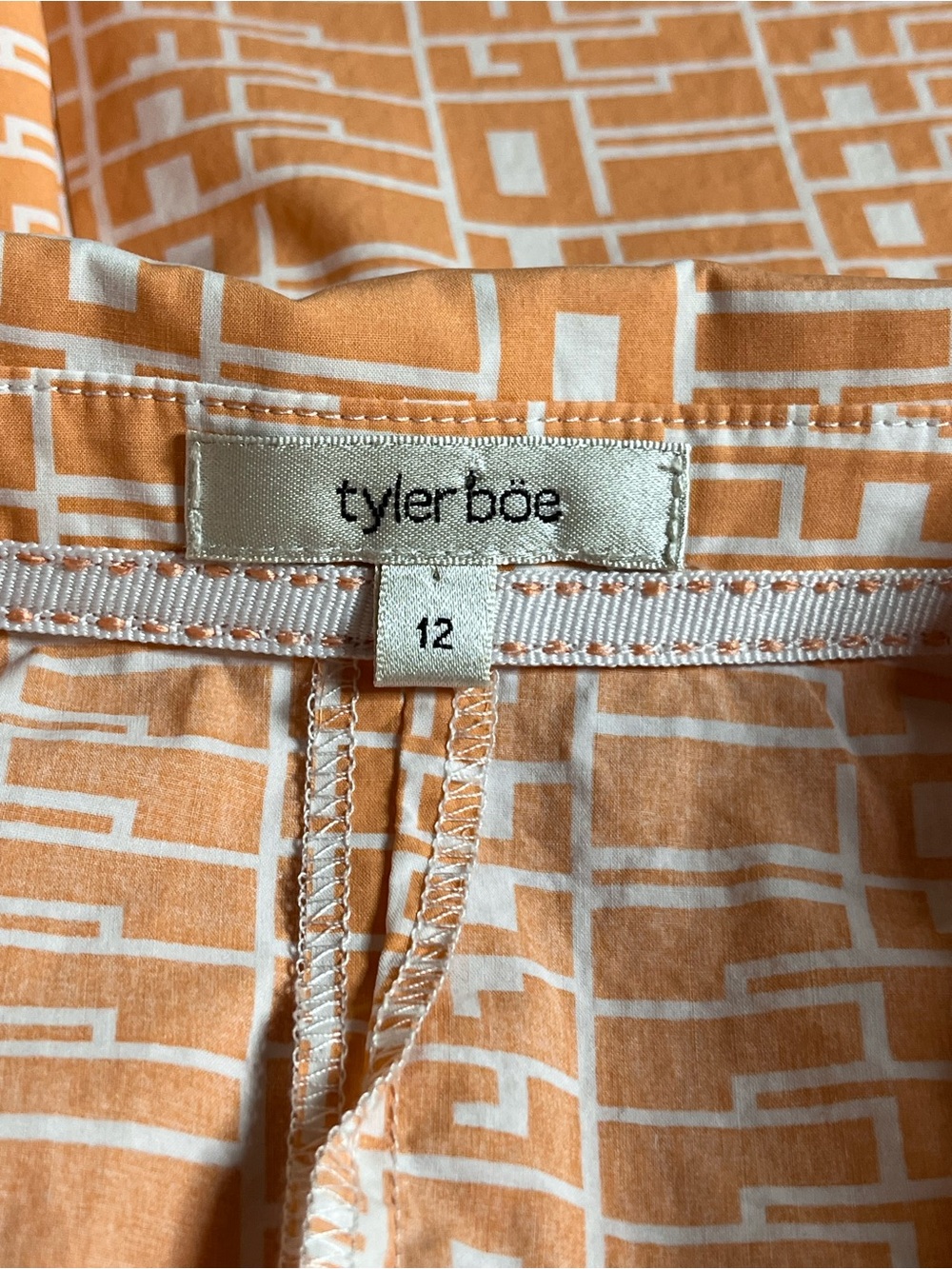 🏁🏁🏁BOGOHO🏁🏁🏁Tyler Boe Orange and White Geometric Button-Up Shirt-12 - Picture 5 of 7